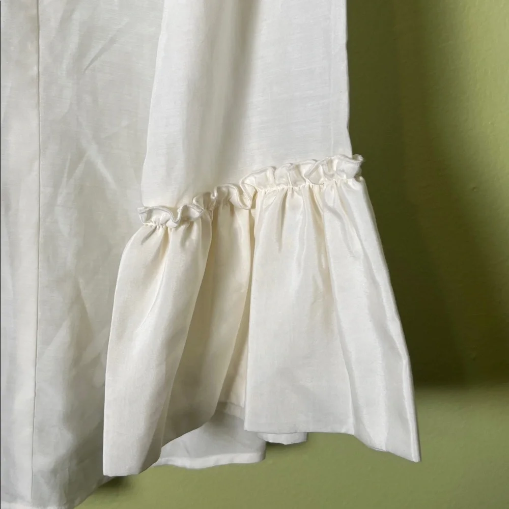 LOFT Cream Button Down Shirt with Bell Sleeves - Picture 3 of 5